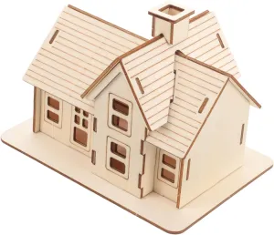 1 Set Wooden House Puzzle Kit DIY Assembly Model for Adults Creative Fun Craft for Home Decor Unique Christmas Birthdays Lightweight Wooden Construction