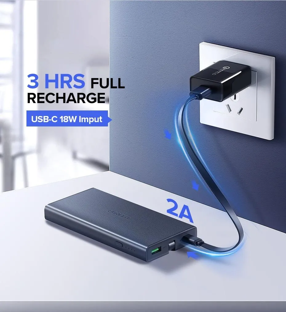 10000mAh Power Bank 18W Quick Charge 3.0 Type C