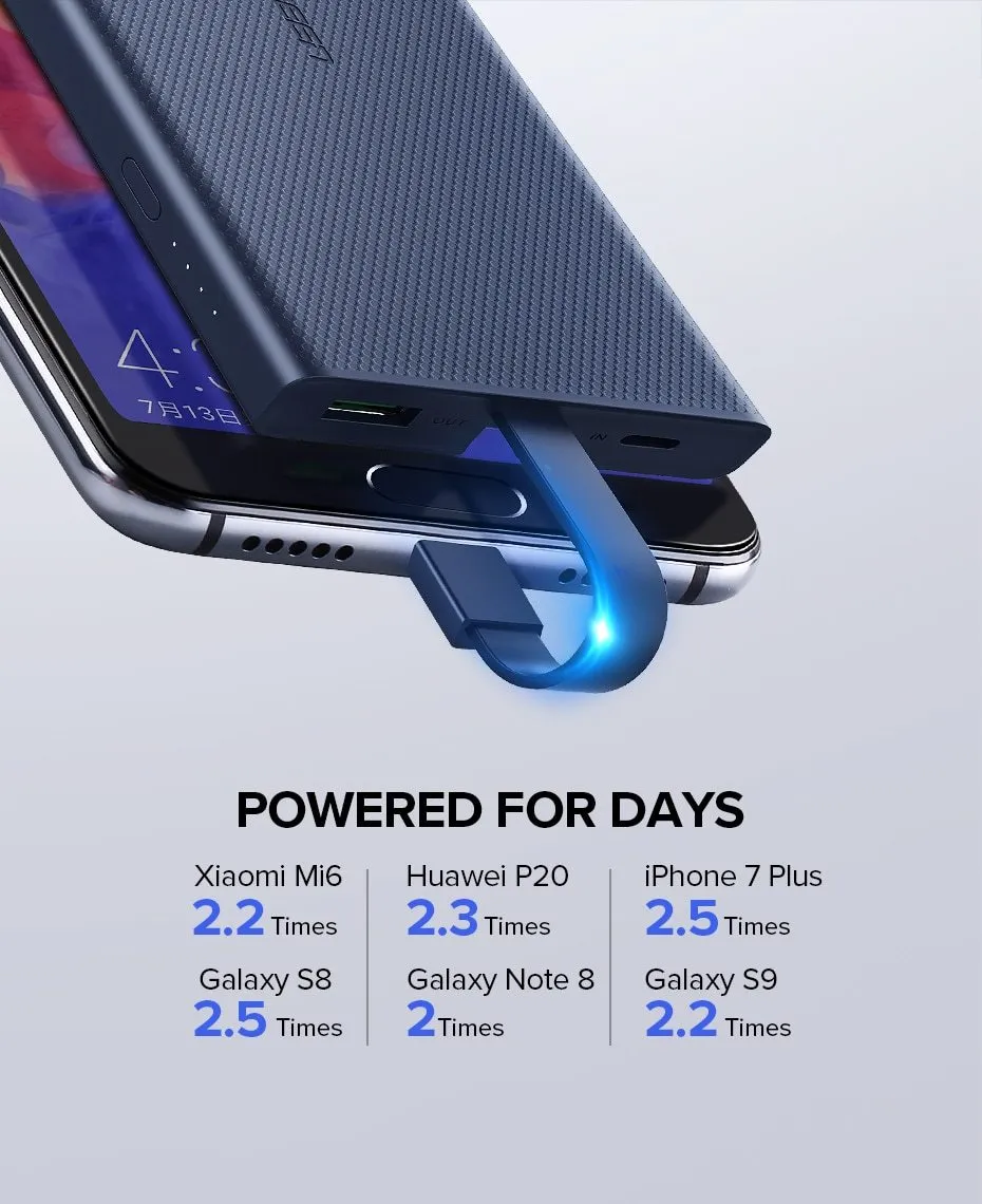 10000mAh Power Bank 18W Quick Charge 3.0 Type C