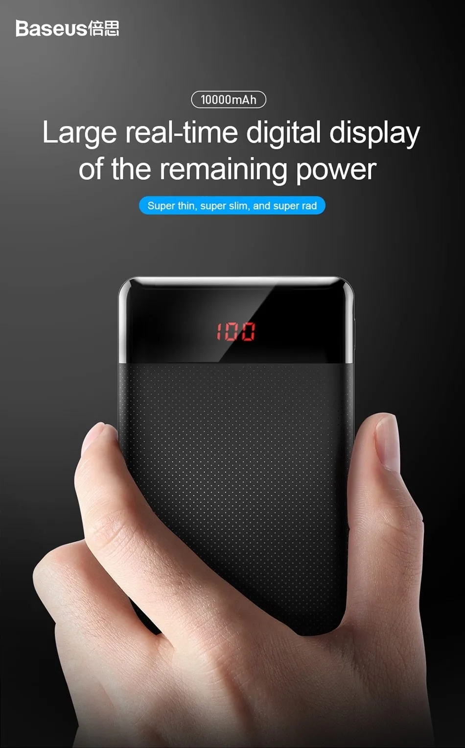 10000mAh Slim Power Bank Portable Charger