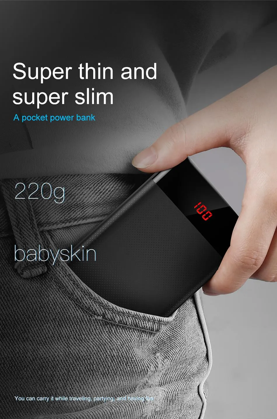 10000mAh Slim Power Bank Portable Charger