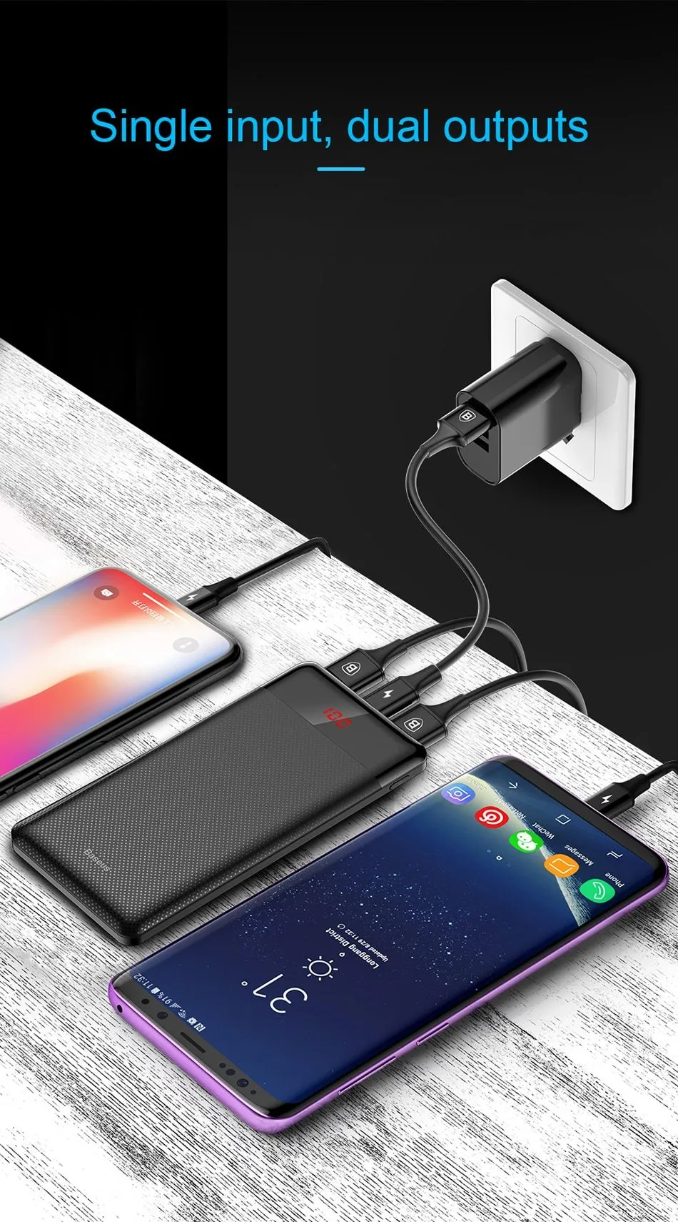 10000mAh Slim Power Bank Portable Charger