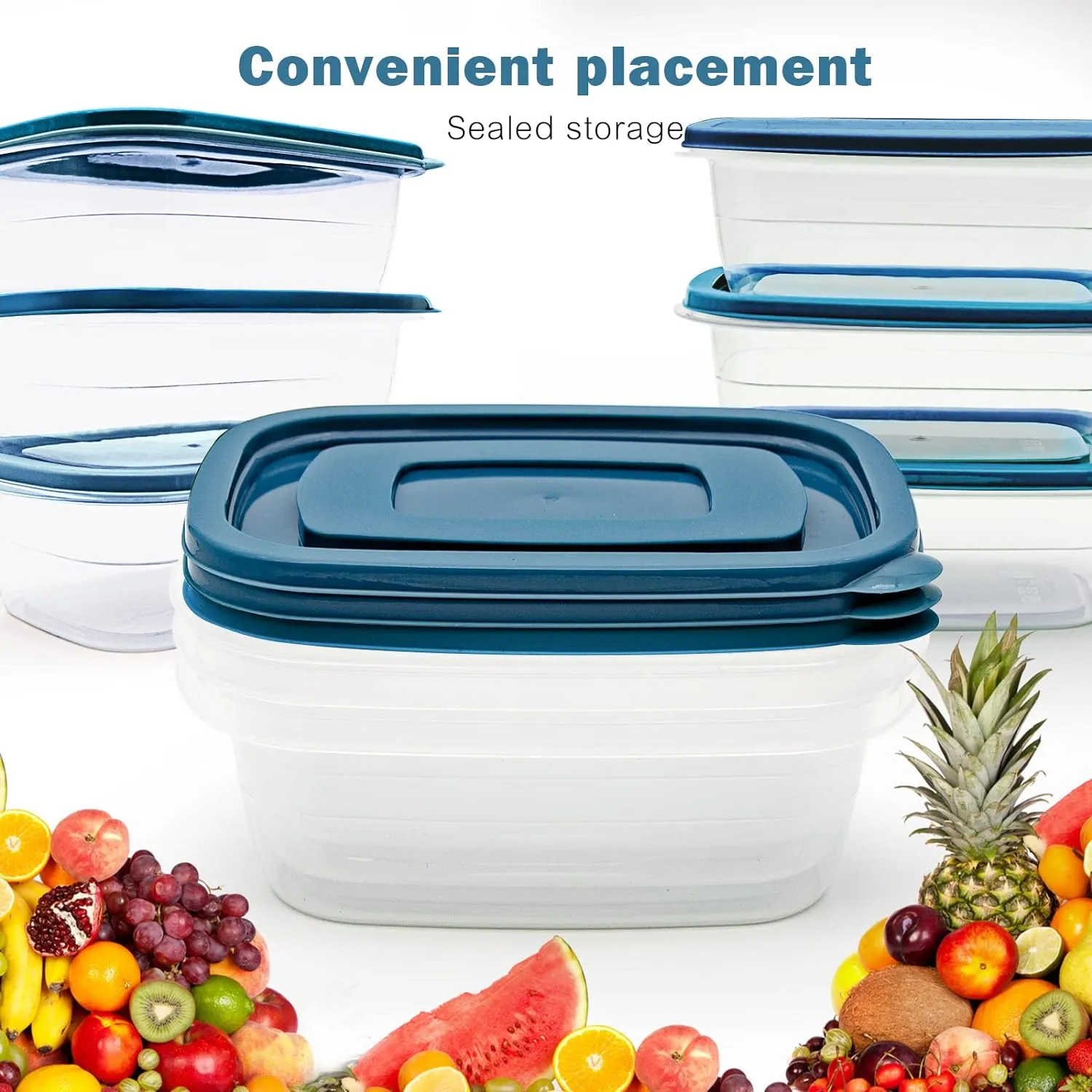 10PCS Food Storage Containers,Freezer Microwave safe,Food Container Sets,BPA Free Plastic Meal Prep Containers & Kitchen Set,Lunch Containers,use for School,Work and Travel,0.53 Quarts Per Box.