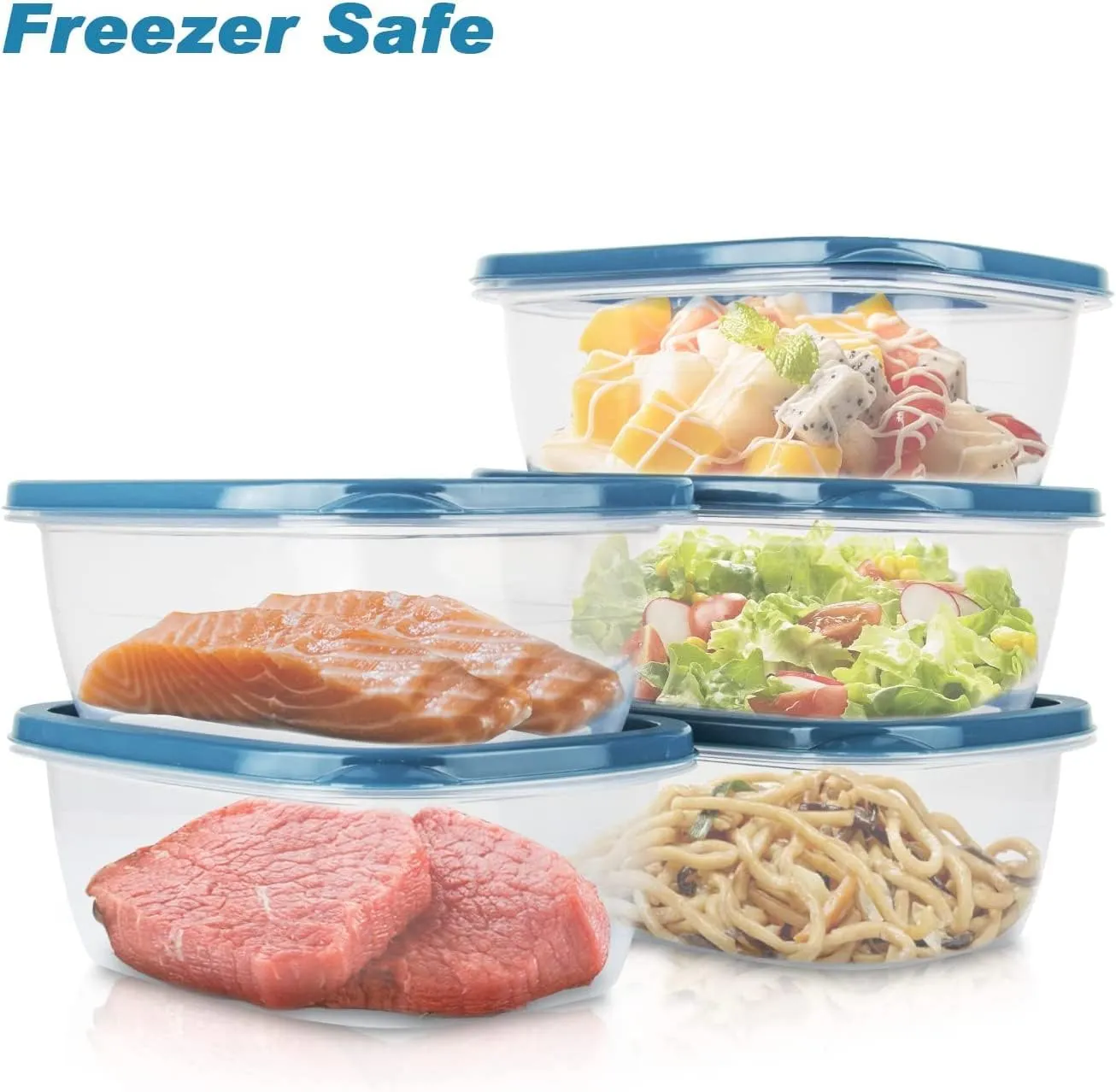 10PCS Food Storage Containers,Freezer Microwave safe,Food Container Sets,BPA Free Plastic Meal Prep Containers & Kitchen Set,Lunch Containers,use for School,Work and Travel,0.53 Quarts Per Box.