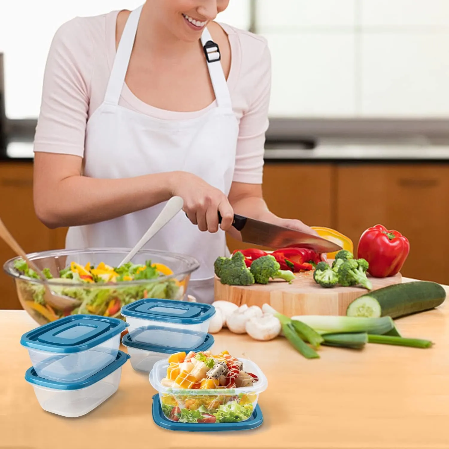 10PCS Food Storage Containers,Freezer Microwave safe,Food Container Sets,BPA Free Plastic Meal Prep Containers & Kitchen Set,Lunch Containers,use for School,Work and Travel,0.53 Quarts Per Box.
