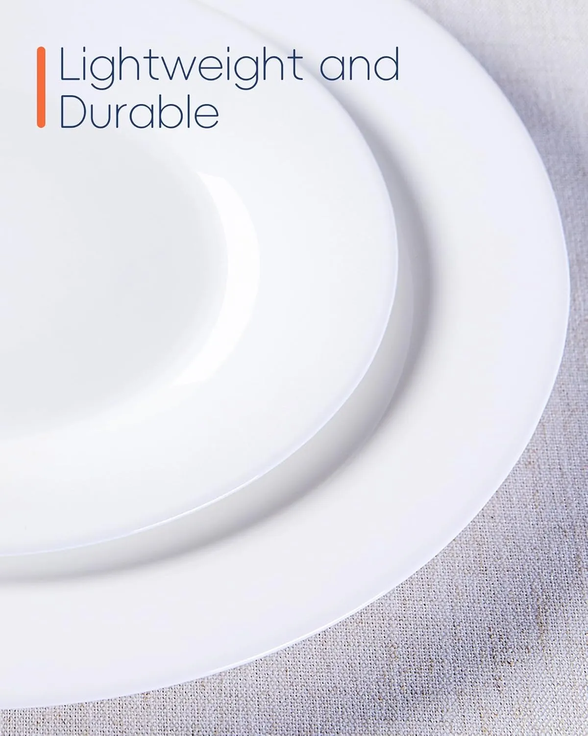 11 inch Dinner Plate Set of 6, Lightweight Round Opal Glass White Dinnerware Plates, Dishwasher and Microwave Safe