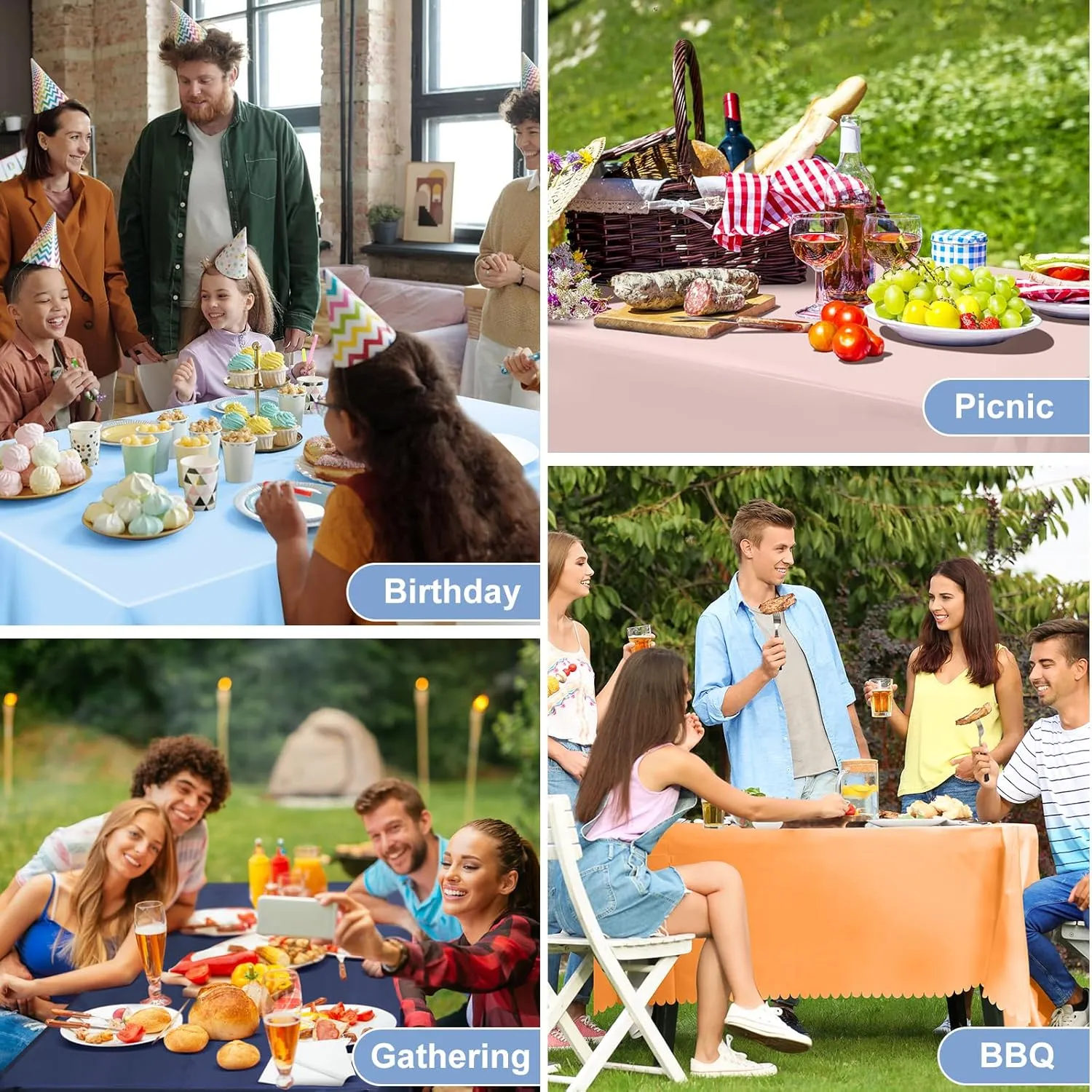 12 Pack Plastic Light Blue Tablecloth, 54 X 108Inch Graduation Scalloped Table Cloth for Rectangle Tables Disposable Spring Table Cover for Picnic Birthday Dinner Holiday Graduation Celebration Party