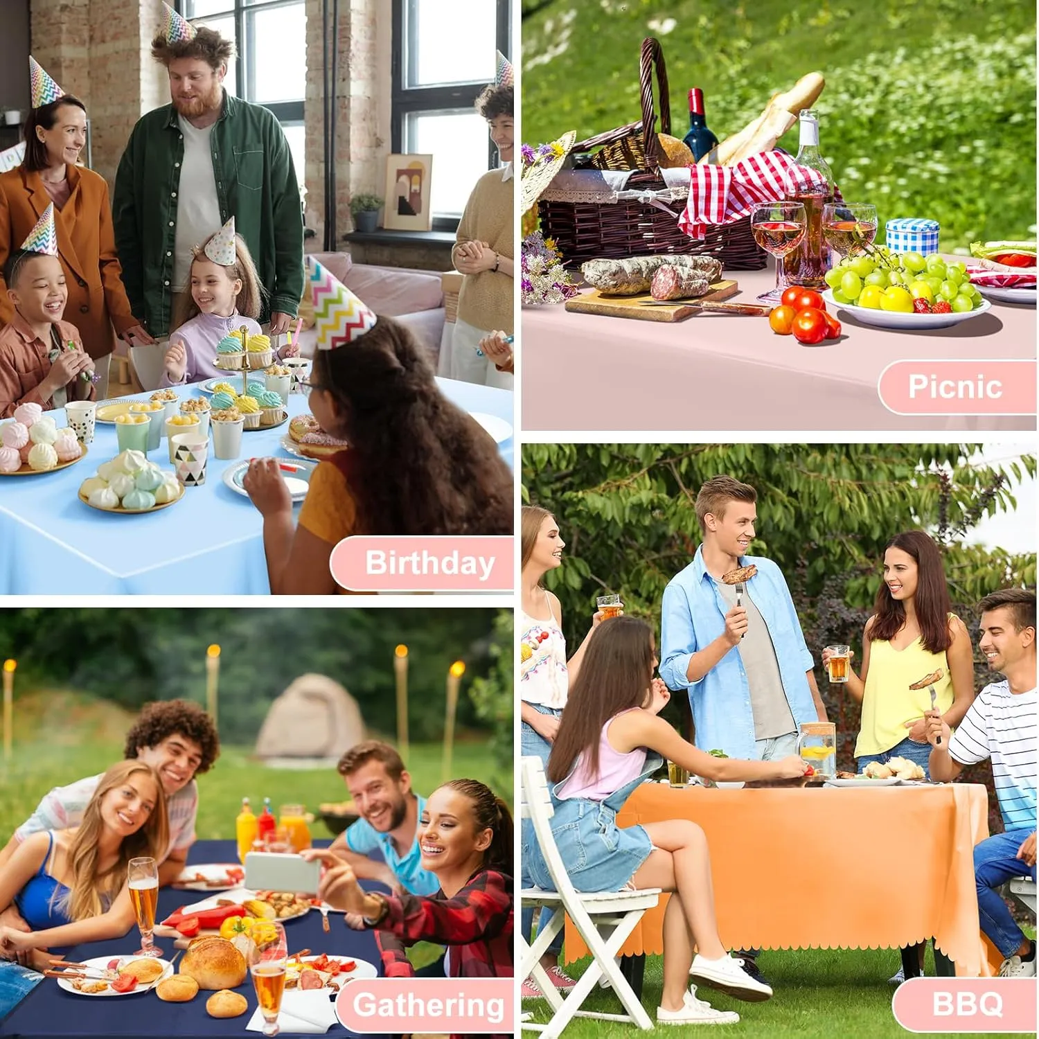 12 Pack Plastic Light Pink Tablecloth, 54 X 108Inch Party Table Covers Pink Scalloped Table Cloth for Rectangle Tables Disposable Tables Cover for Picnic Baby Shower Tea Party Wedding Bridal