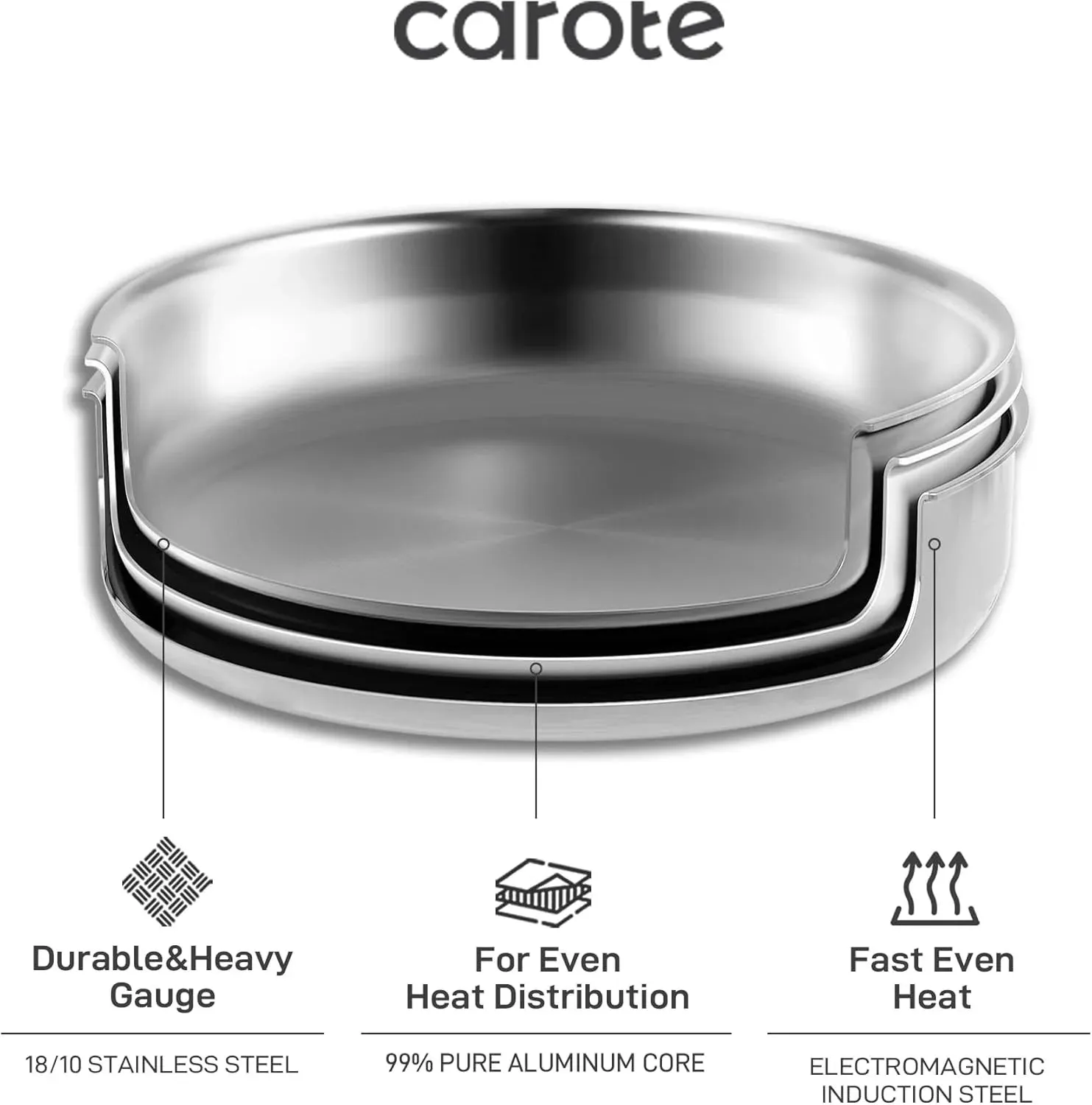 12-Piece Stainless Steel Cookware Set – Induction Safe with Removable Handle