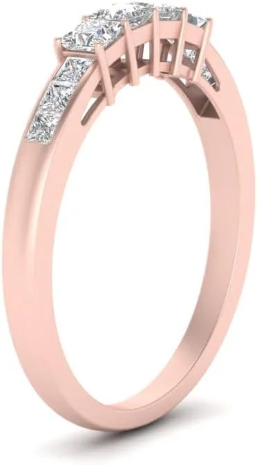 1.20 TCW Princess Shape D Color Moissanite Diamond Basket Prong Channel Set Stackable Eternity Wedding Band In Gold And 925 Sterling Silver Engagement And Anniversary Band For Women