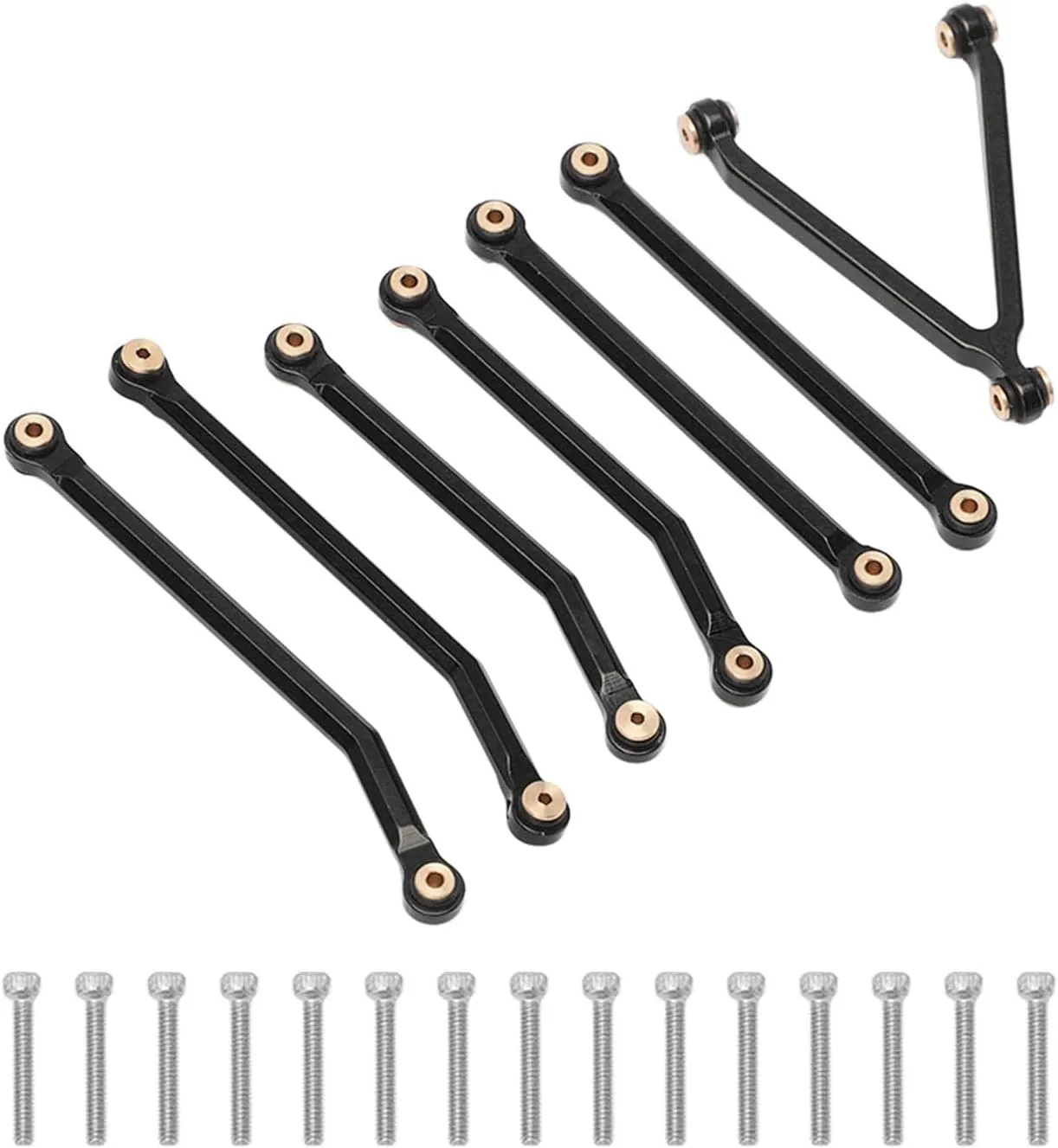 1/24 RC Car Chassis Rod Set, Aluminum Alloy Pull Rods, Accuracy, Replacement for LWB 133.7mm SCX24 RC Car (Black)
