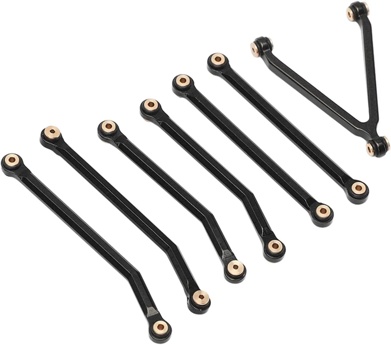 1/24 RC Car Chassis Rod Set, Aluminum Alloy Pull Rods, Accuracy, Replacement for LWB 133.7mm SCX24 RC Car (Black)