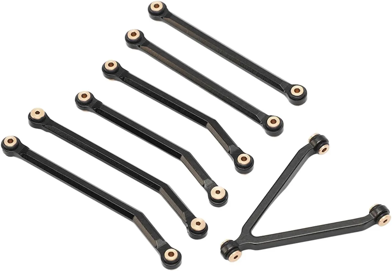 1/24 RC Car Chassis Rod Set, Aluminum Alloy Pull Rods, Accuracy, Replacement for LWB 133.7mm SCX24 RC Car (Black)