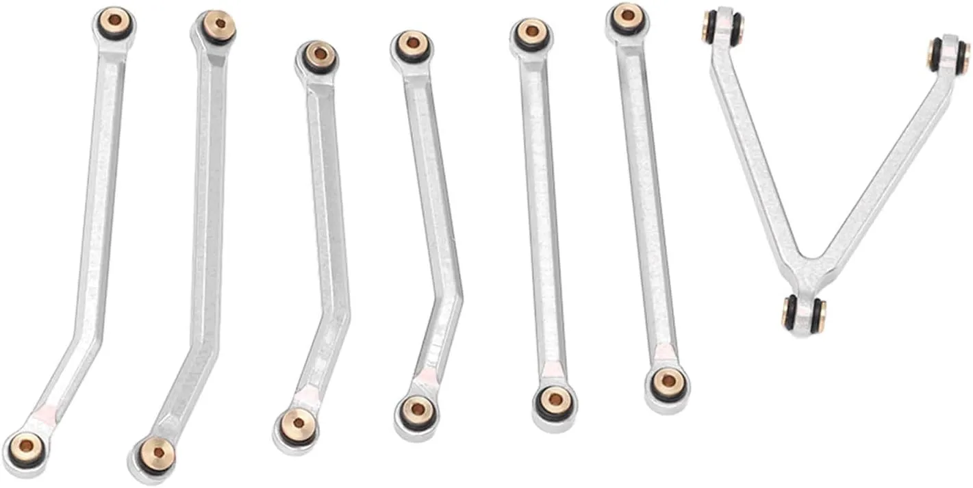 1/24 RC Car Chassis Rod Set, Aluminum Alloy Pull Rods, Accuracy, Replacement for LWB 133.7mm SCX24 RC Car (Silver)