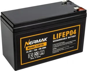 12V 7Ah (7.2Ah) Lithium LiFePO4 Deep Cycle Battery, 2000  Cycles Lithium Iron Phosphate Rechargeable Battery for Solar Powar, Lighting, Power Wheels, Fish Finder and More, Built-in 8A BMS
