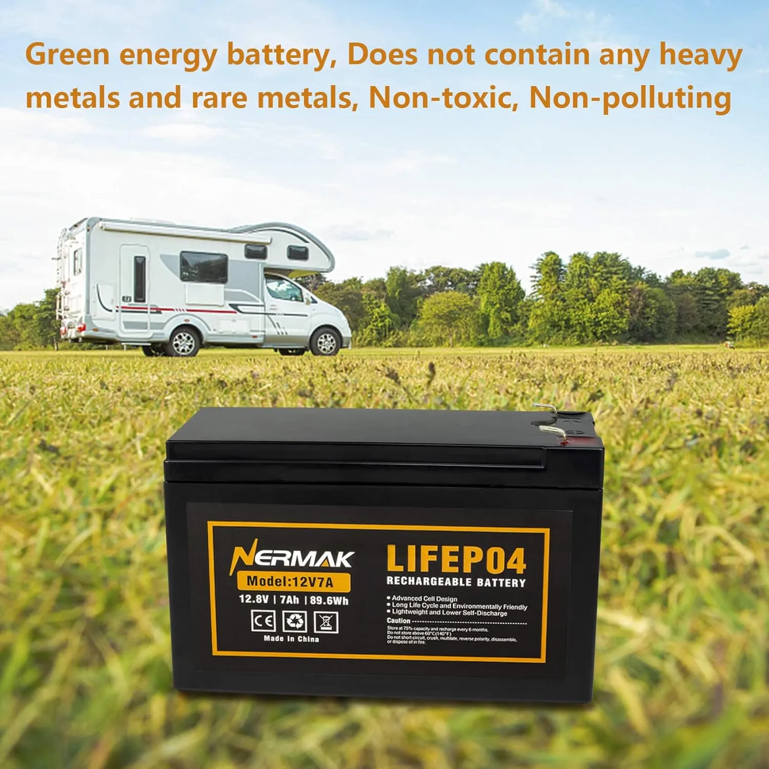 12V 7Ah (7.2Ah) Lithium LiFePO4 Deep Cycle Battery, 2000  Cycles Lithium Iron Phosphate Rechargeable Battery for Solar Powar, Lighting, Power Wheels, Fish Finder and More, Built-in 8A BMS