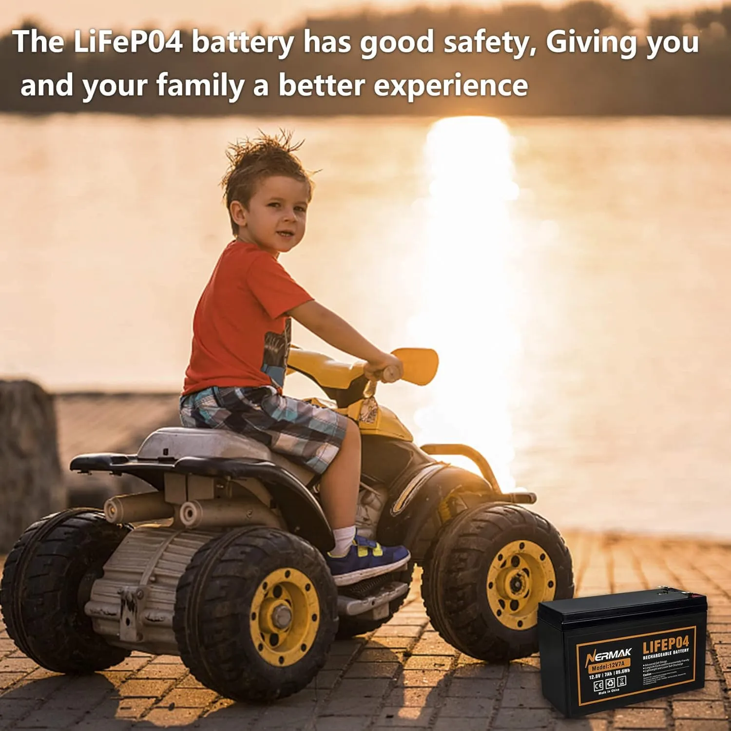 12V 7Ah (7.2Ah) Lithium LiFePO4 Deep Cycle Battery, 2000  Cycles Lithium Iron Phosphate Rechargeable Battery for Solar Powar, Lighting, Power Wheels, Fish Finder and More, Built-in 8A BMS