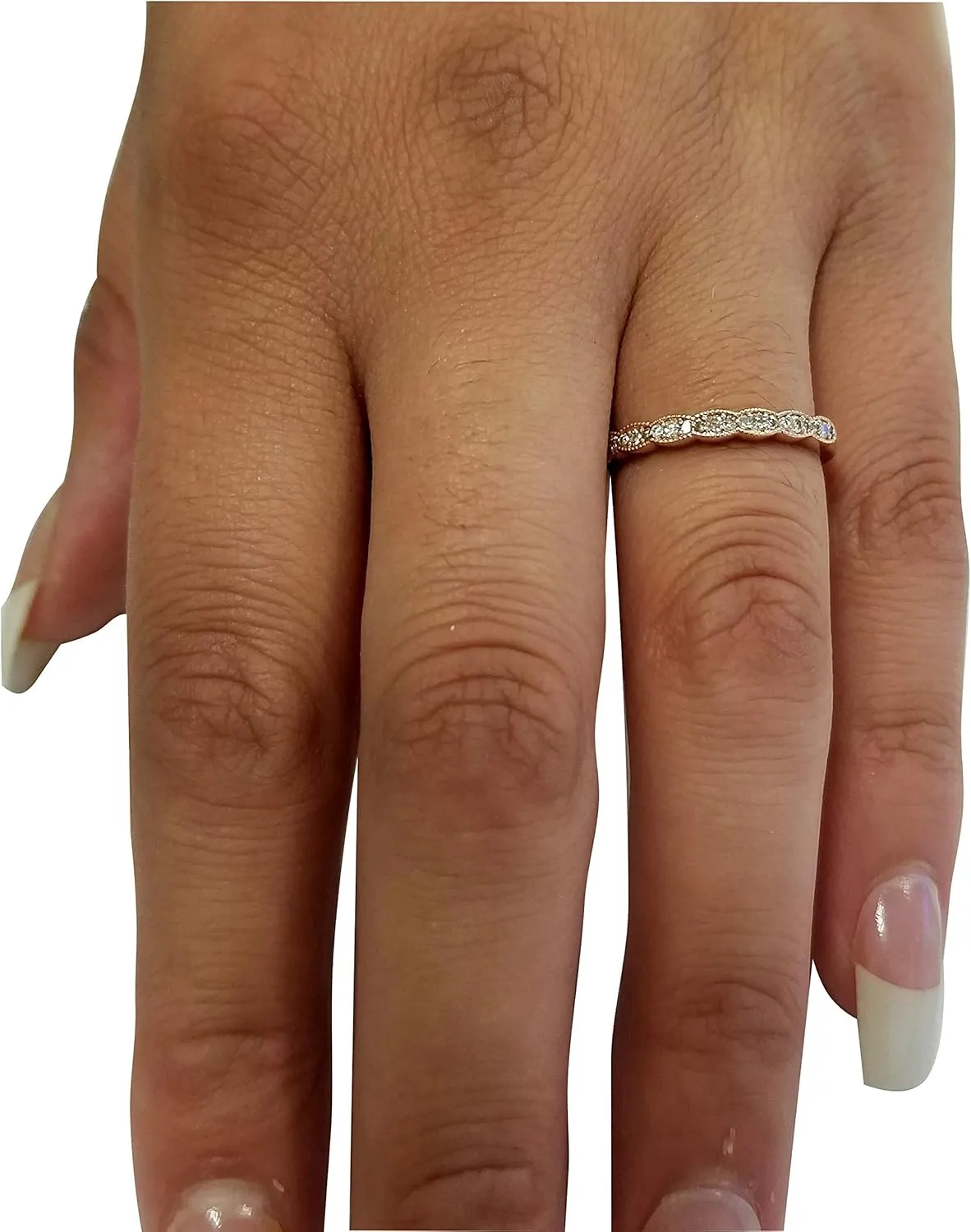 1/5 cttw Diamond Stackable Womens Wedding Ring 14k Rose Gold