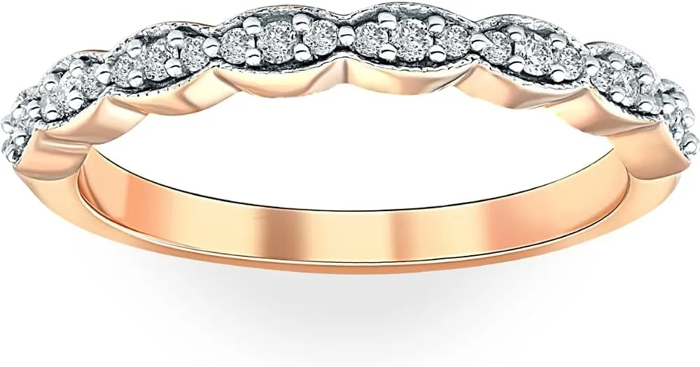 1/5 cttw Diamond Stackable Womens Wedding Ring 14k Rose Gold