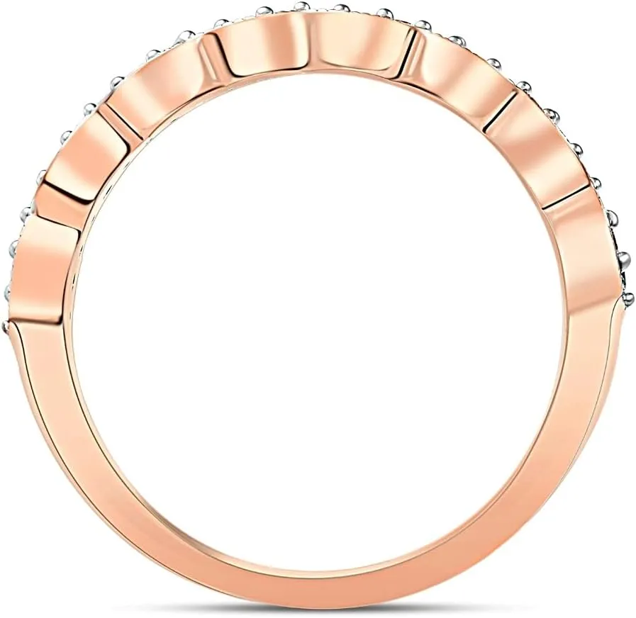 1/5 cttw Diamond Stackable Womens Wedding Ring 14k Rose Gold
