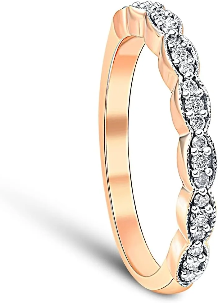 1/5 cttw Diamond Stackable Womens Wedding Ring 14k Rose Gold