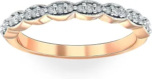 1/5 cttw Diamond Stackable Womens Wedding Ring 14k Rose Gold