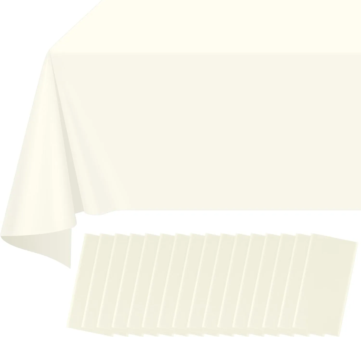 16 Pack Beige Plastic Tablecloth for Rectangle Tables, Premium Decorative Ivory Disposable Table Cloths for Parties, Rectangle Cream Party Table Cover for Birthday Wedding Baby Shower, 54x108 Inch