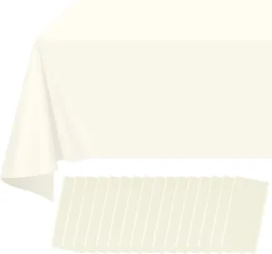 16 Pack Beige Plastic Tablecloth for Rectangle Tables, Premium Decorative Ivory Disposable Table Cloths for Parties, Rectangle Cream Party Table Cover for Birthday Wedding Baby Shower, 54x108 Inch