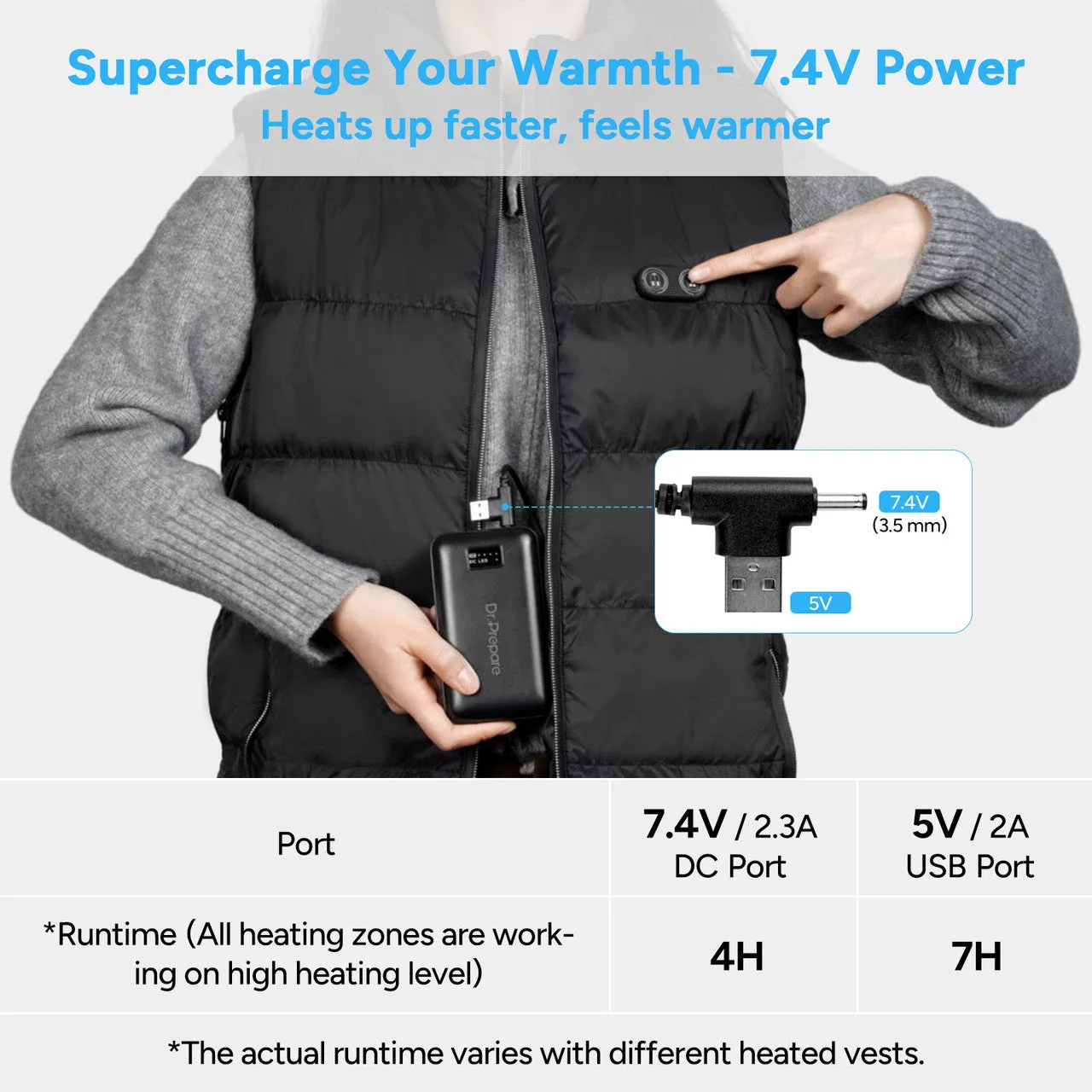 16000mAh Portable Power Bank for Heated Vest