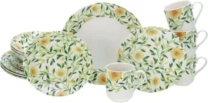 16758 Amarilla Series 16-Piece Crockery Set, Stoneware Crockery Set, Dishwasher and Microwave Safe, Quality Production