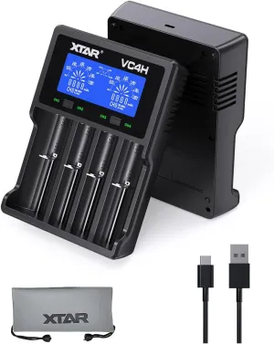 18650 Charger XTAR VC4H Battery Charger 4 Bays Updated 21700 Battery Charger USB C Charger Not Including Batteries