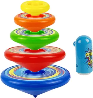 1set Boy Girl Stacking Gyro Toy Colorful Spinning Tops for Boy Girl Educational Desktop Stacking Toys Fun Interactive Play Includes Gyroscopes Hairpin Random Colors
