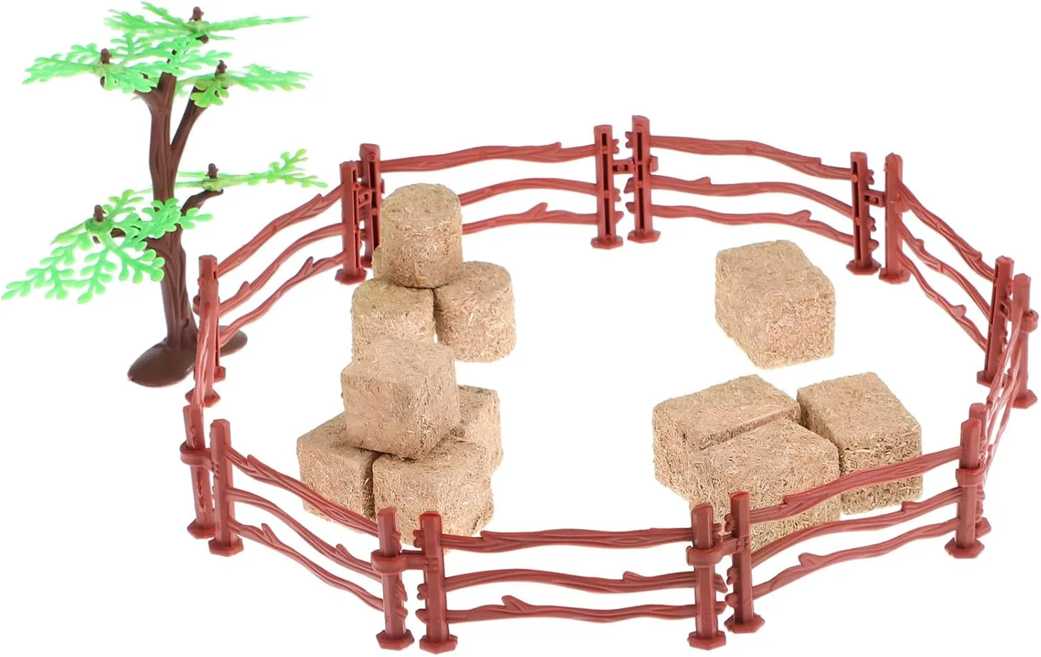 1set Miniature Toy Fence Farm Accessories and Realistic Hay Bales for Dollhouses and Garden Decor Lightweight Easy to Assemble for Creative Play Scenes