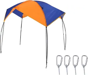 2 4 Persons Boat Sun Shelter, Waterproof UV Protection Fishing Canopy Tent, Easy Setup Awning Cover with D Shape Buckles, Polyester PU Coating, for Boating Shade Picnic (68351 Awning (4 People))