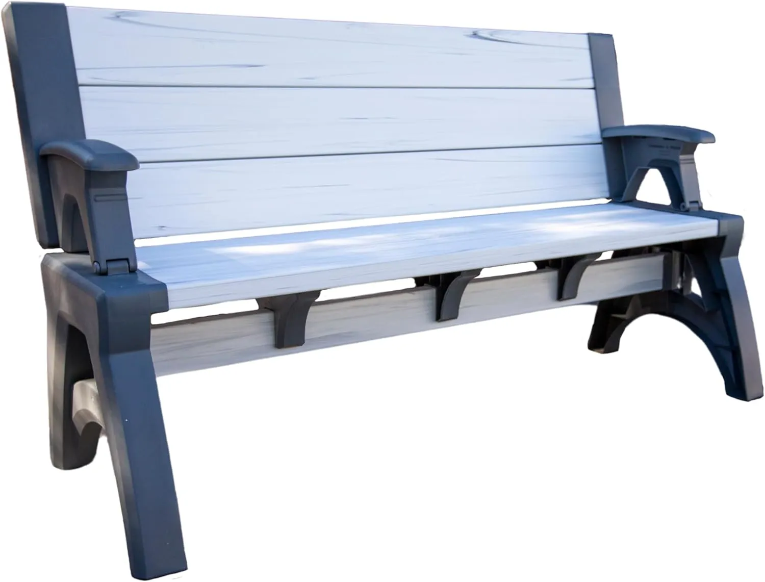 2-in-1 Outdoor Bench & Picnic Table - Foldable, Weather-Resistant Seating - Perfect for Patio, Lawn, Garden, or Deck - Durable Construction, Easy Assembly - Platinum White Birch