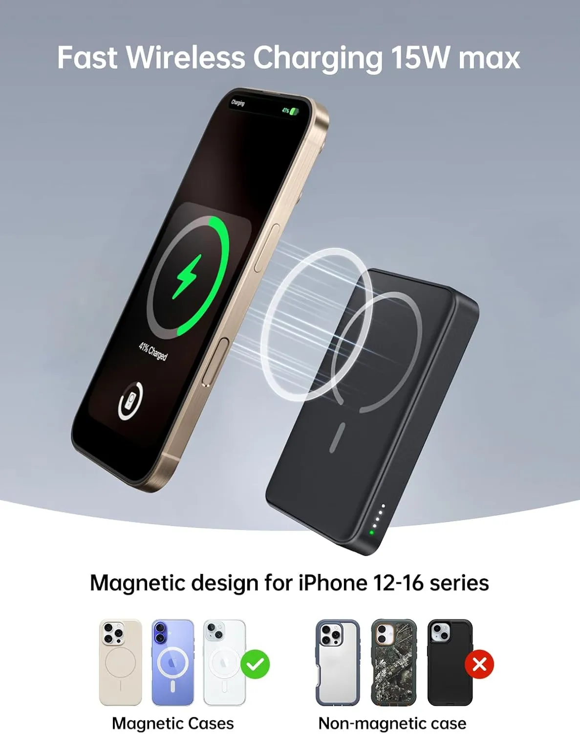2 in 1 Wireless Portable Charger for Apple Watch and iPhone, 12000mAh Magnetic Power Bank 20W USB C Fast Charging Mag-Safe Battery Pack for iPhone 16 15 14 13 12 Series Travel iWatch Charger