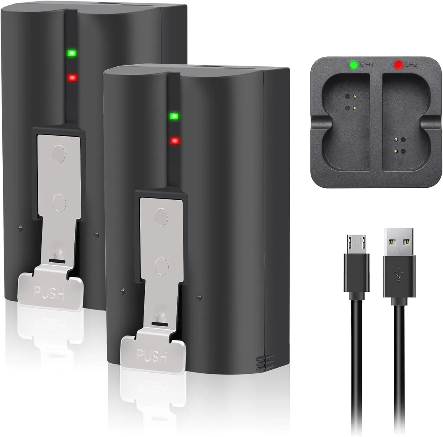 2-Pack 6040mAh Replacement Battery with Charger Station for Ring-Video Doorbell 1/2/3/3 Plus/4, Spotlight Camera and Stick Up Cam, Rechargeable Upgraded Cam Batteries, 3.65V Lithium-Ion Battery Camera