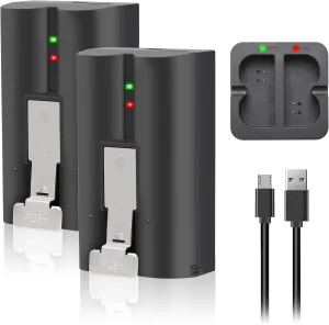 2-Pack 6040mAh Replacement Battery with Charger Station for Ring-Video Doorbell 1/2/3/3 Plus/4, Spotlight Camera and Stick Up Cam, Rechargeable Upgraded Cam Batteries, 3.65V Lithium-Ion Battery Camera
