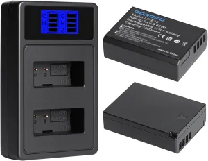 2-Pack LP-E10 Batteries and LED Dual Slot Charger Set, for Canon EOS Rebel T3 T5 T6 T7 T100, Kiss X50, Kiss X70, EOS 1100D, EOS 1200D, EOS 1300D, EOS 2000D, EOS 4000D DSLR Camera Battery