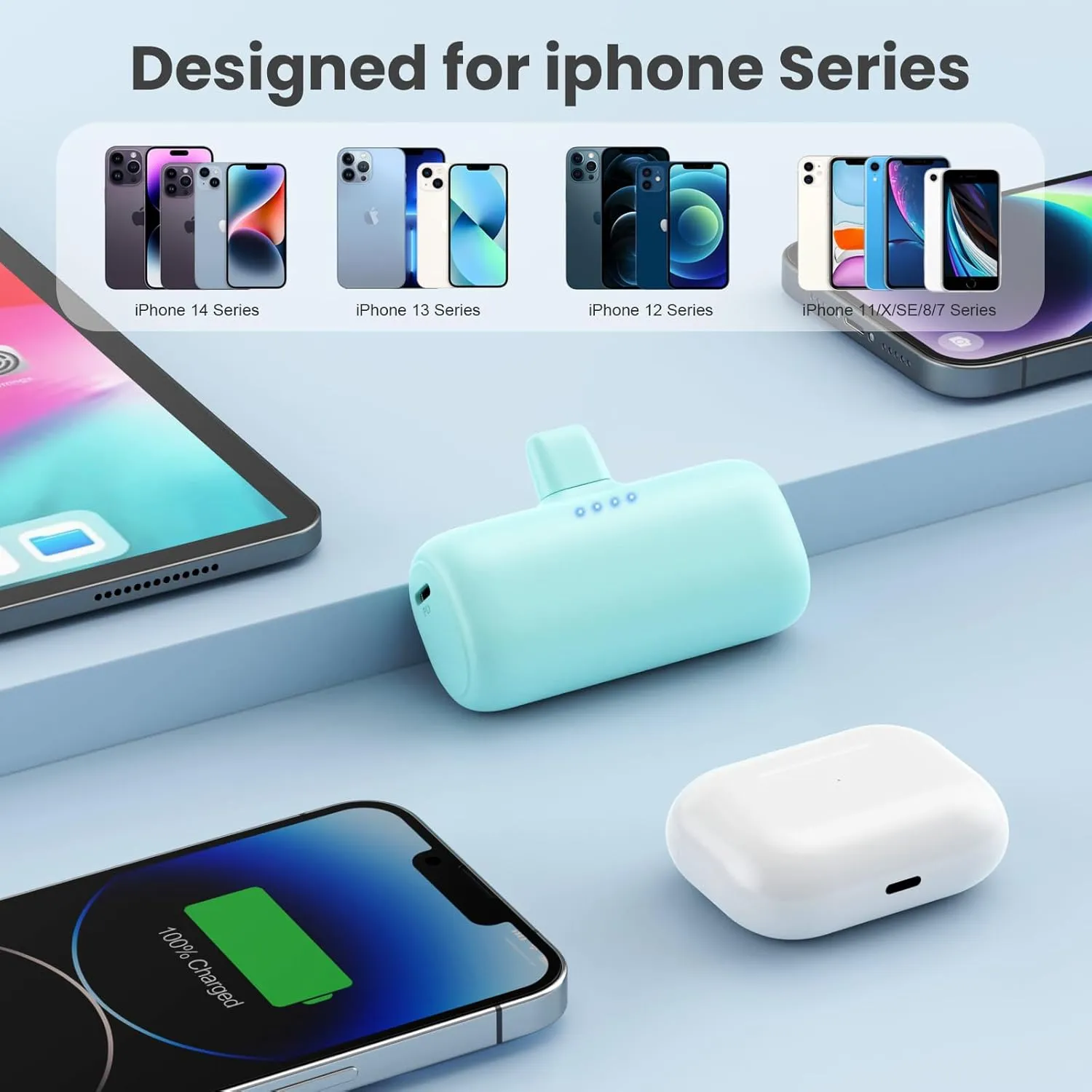 [2-Pack] Mini Portable Charger for iPhone,5200mAh Ultra Compact PD Fast Charging Power Bank,Plug-in Battery Pack Travel Cordless Phone Charger,Compatible with iPhone 14/14Pro/13/12/11/X/8/7/6plus etc