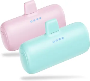 [2-Pack] Mini Portable Charger for iPhone,5200mAh Ultra Compact PD Fast Charging Power Bank,Plug-in Battery Pack Travel Cordless Phone Charger,Compatible with iPhone 14/14Pro/13/12/11/X/8/7/6plus etc