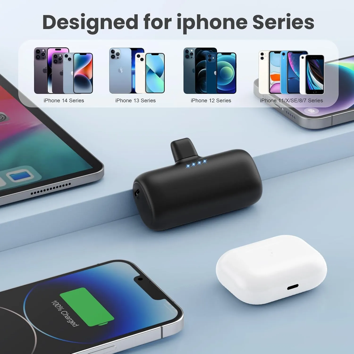 [2-Pack] Mini Portable Charger for iPhone,5200mAh Ultra Compact PD Fast Charging Power Bank,Plug-in Battery Pack Travel Cordless Phone Charger,Compatible with iPhone 14/14Pro/13/12/11/X/8/7/6plus etc