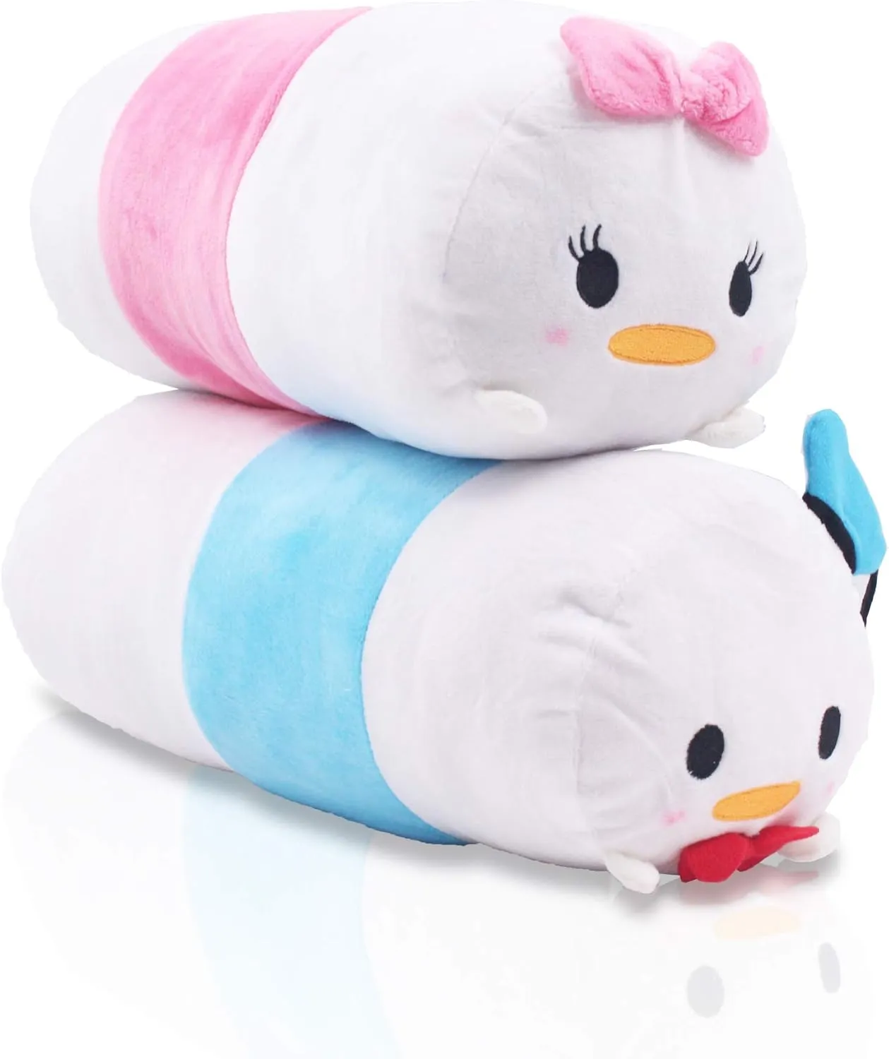 2 Pcs Set Ducky Boy and Girl Plush Travel Pillow Stackable Long Cushion for Long Flight car Ride Cruise