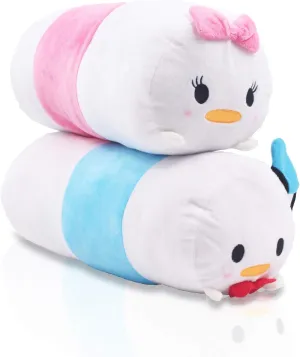 2 Pcs Set Ducky Boy and Girl Plush Travel Pillow Stackable Long Cushion for Long Flight car Ride Cruise