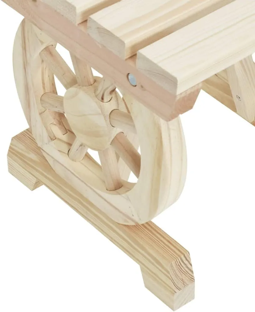 2-Piece Solid Wood Fir Patio Benches Set, Outdoor Furniture for Garden Patio Terrace, Wagon Wheel Design Wooden Chairs, Sturdy Frame, 45.3" x 11" x 15.6", Natural Finish