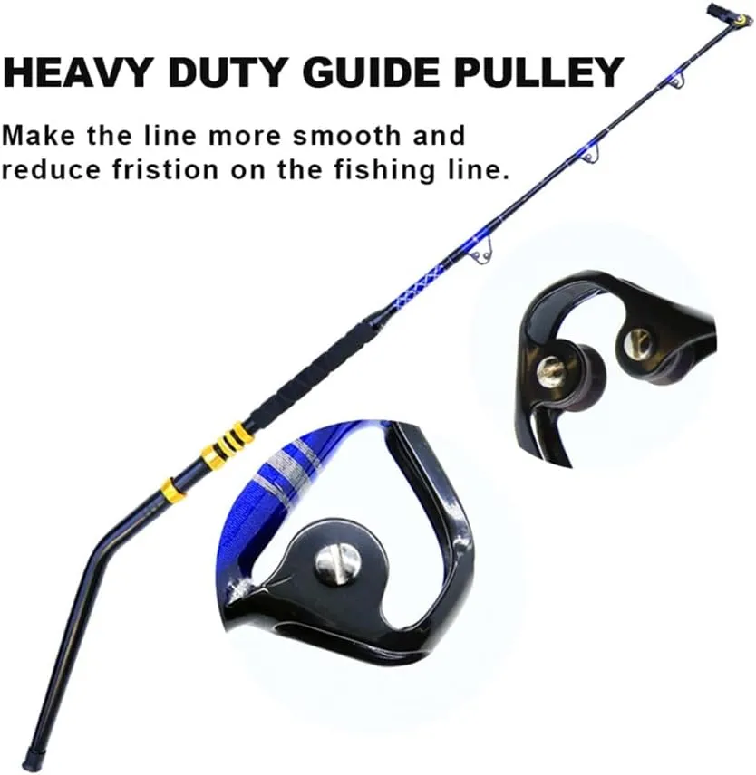 2-Pieces Deep Sea Fishing Rods, Topline Tackle Fishing Pole with 3 1 Roller Guides,Trolling Fishing Rod for Salt Water