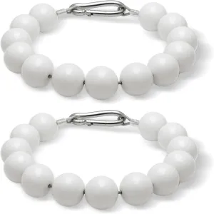 2 Pieces Flagpole Retainer Ring Pole Accessories Beaded Flag Mount Rope Retainer Ring Keep Close to Pole Counterweight Set with Steel Cable for Internal External Halyard Flagpole(White)