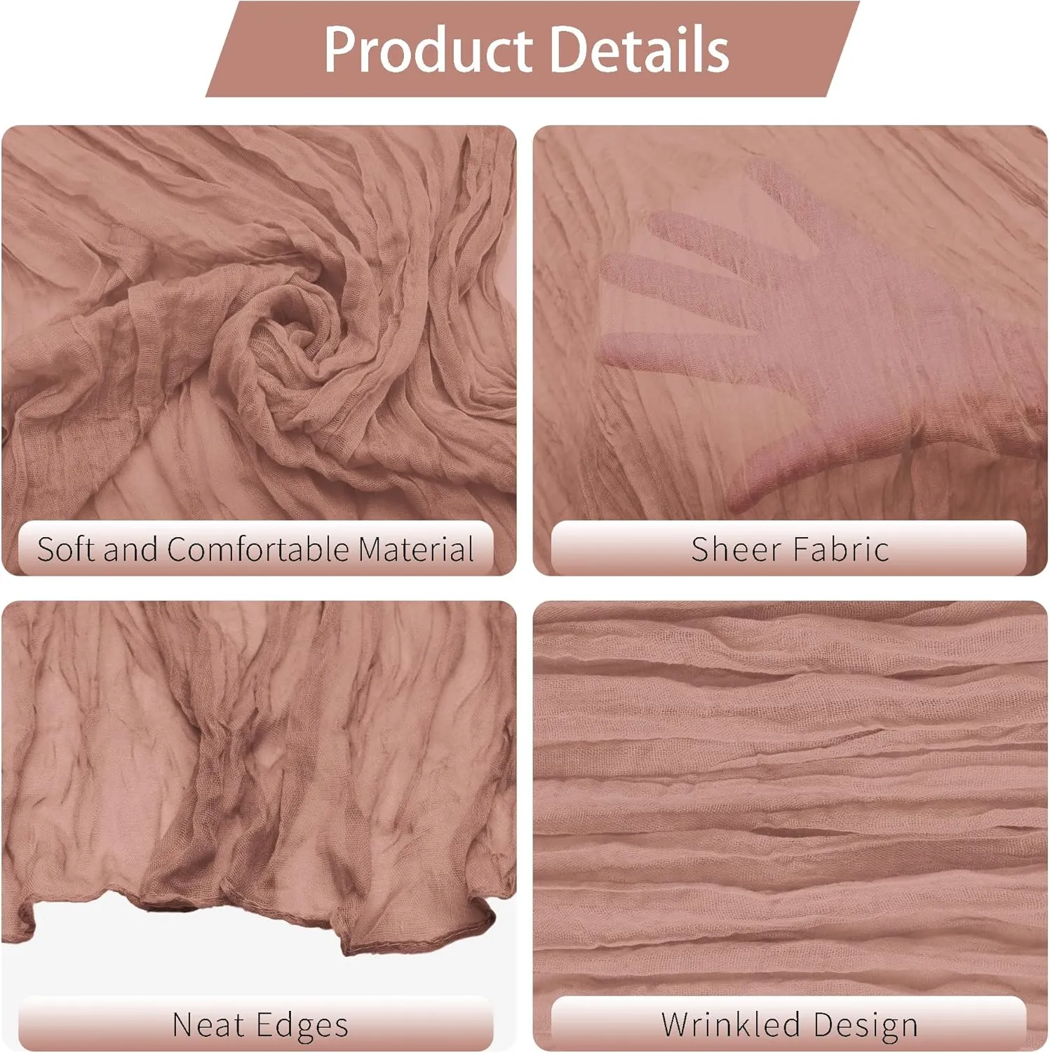 20 Pcs Cheesecloth Table Runner Dusty Blush 10FT Romantic Cheese Cloth Table Runner Boho Rustic Gauze Table Runners for Wedding Birthday Partyy Engagement Bridal Baby Shower Anniversary Table Decor