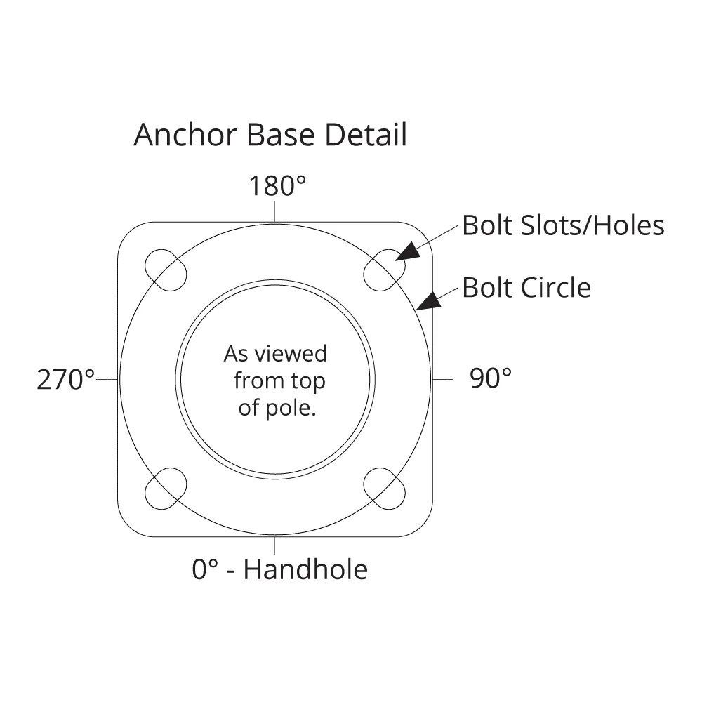 20' Tall, Round Tapered Fiberglass, Anchor Base Light Pole
