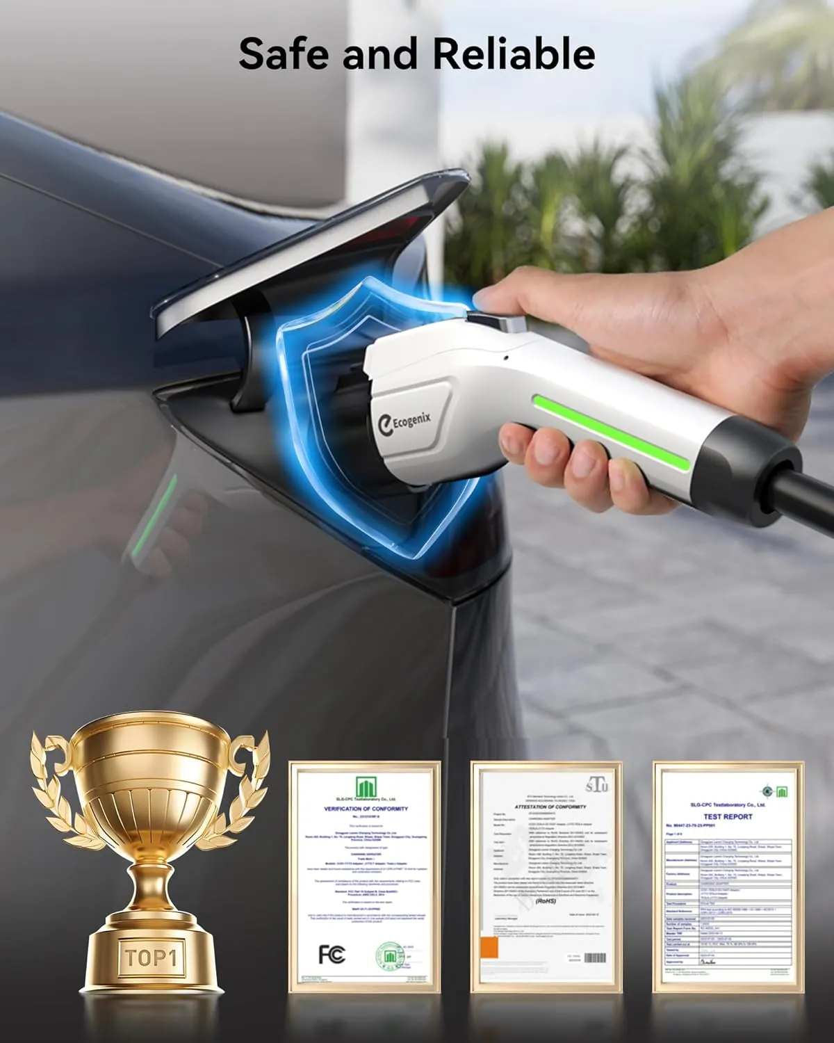 2024 Level 2 EV Charger [40Amp, 240V, NEMA 14-50P] Portable Electric Vehicle Charging Stations with J1772 Connector and 25 ft Cable, Works with All J1772 EVs, for Home and Outdoor